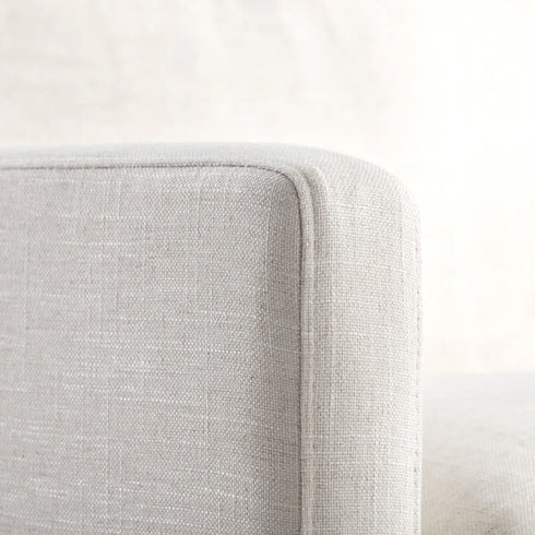 Goose Down Feathers Upholstered Armchair – Cream Square Arm Accent Chair | Plush Feather-Filled Chair | Kinwell Furniture | Cloud-Soft, Timeless Design