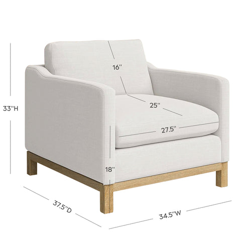 Goose Down Feathers Upholstered Armchair – Cream Square Arm Accent Chair | Plush Feather-Filled Chair | Kinwell Furniture | Cloud-Soft, Timeless Design