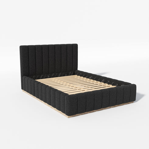 Agnes Bouclé Bed Frame with Headboard-White Modern Bed Frame | Platform Beds | Kinwell Furniture | Bedroom Bed Headboard