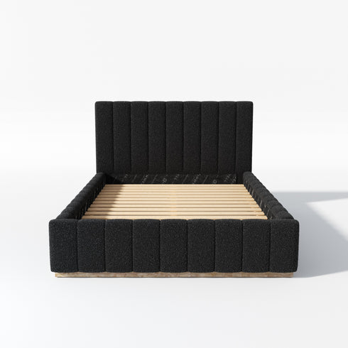 Agnes Bouclé Bed Frame with Headboard-White Modern Bed Frame | Platform Beds | Kinwell Furniture | Bedroom Bed Headboard