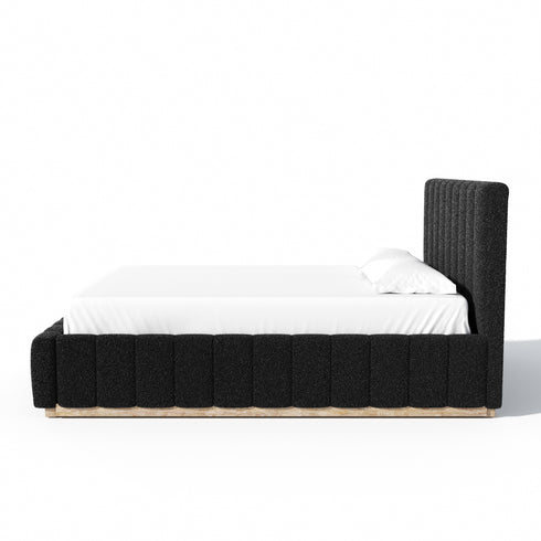 Agnes Bouclé Bed Frame with Headboard-White Modern Bed Frame | Platform Beds | Kinwell Furniture | Bedroom Bed Headboard