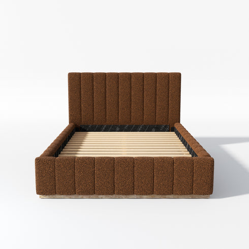 Agnes Bouclé Bed Frame with Headboard-White Modern Bed Frame | Platform Beds | Kinwell Furniture | Bedroom Bed Headboard