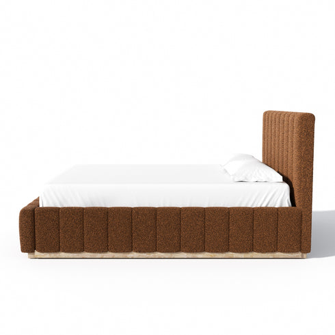 Agnes Bouclé Bed Frame with Headboard-White Modern Bed Frame | Platform Beds | Kinwell Furniture | Bedroom Bed Headboard