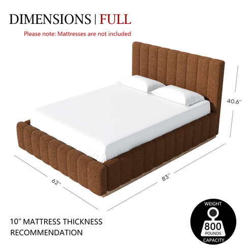 Agnes Bouclé Bed Frame with Headboard-White Modern Bed Frame | Platform Beds | Kinwell Furniture | Bedroom Bed Headboard