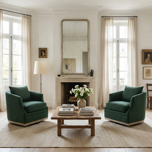 Minerva Linen Swivel Barrel Chair