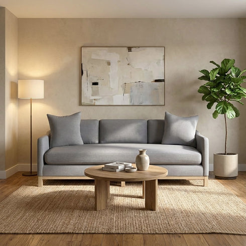 Goose Down Feathers Upholstered Sofa – Gray 3 Seater Sofa | Three Seater Couch | Kinwell Furniture | Modern Upholstered Sofas