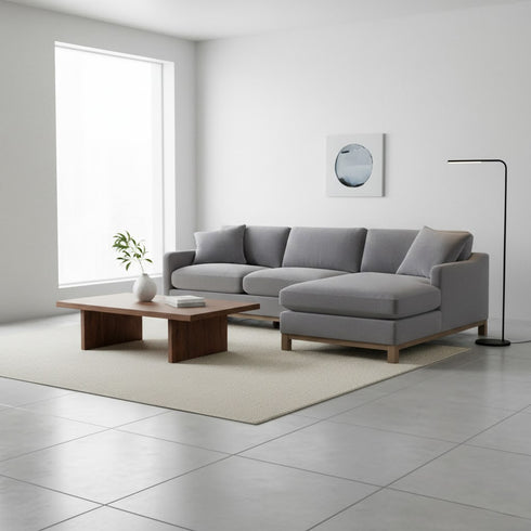 Goose Down Feathers Upholstered Sectional Sofa | Cloud Soft L-Shaped Sectional with Chaise | Down Filled Modern Sectional Couch | Comfortable Everyday Sectional Sofa | Modular L-Shape Sectional | Kinwell Furniture
