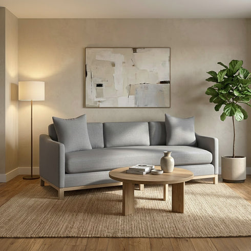 Goose Down Feathers Upholstered Sofa – Gray 3 Seater Sofa | Three Seater Couch | Kinwell Furniture | Modern Upholstered Sofas