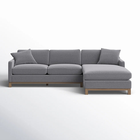 Goose Down Feathers Upholstered Sectional Sofa | Cloud Soft L-Shaped Sectional with Chaise | Down Filled Modern Sectional Couch | Comfortable Everyday Sectional Sofa | Modular L-Shape Sectional | Kinwell Furniture