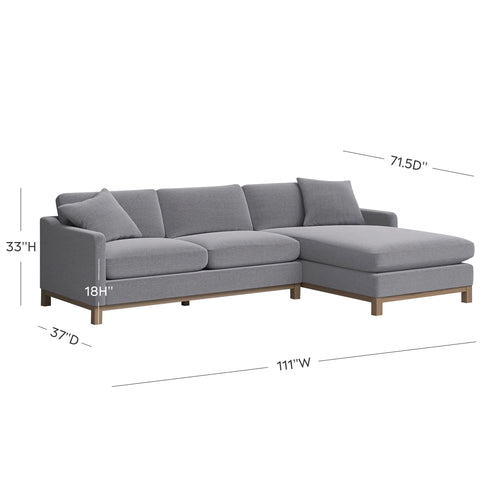 Goose Down Feathers Upholstered Sectional Sofa | Cloud Soft L-Shaped Sectional with Chaise | Down Filled Modern Sectional Couch | Comfortable Everyday Sectional Sofa | Modular L-Shape Sectional | Kinwell Furniture