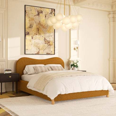 Dorothy Bed Frame with Headboard – Caramel Modern Queen Bed Frame | Platform Beds | Kinwell Furniture | Bedroom Bed Headboard
