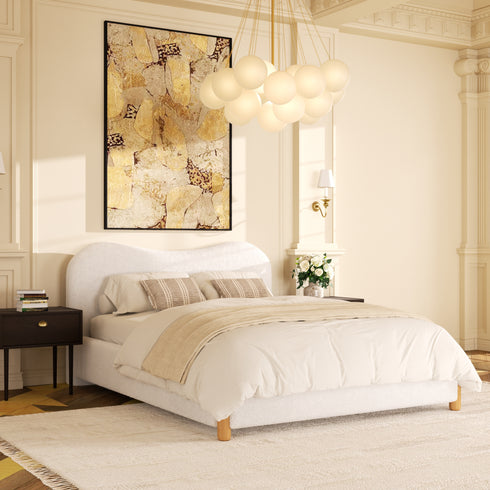 Dorothy Bed Frame with Headboard – White Modern Queen Bed Frame | Platform Beds | Kinwell Furniture | Bedroom Bed Headboard