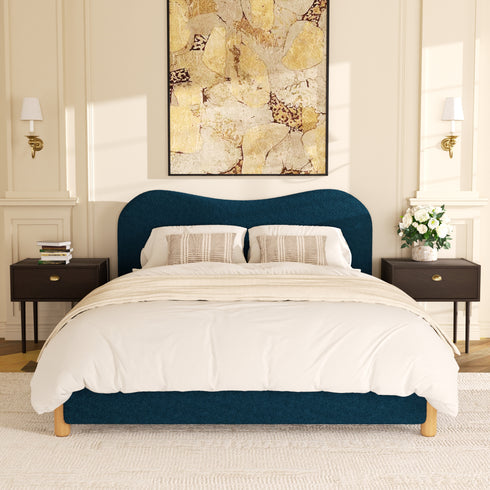 Dorothy Bed Frame with Headboard – Indigo Modern Queen Bed Frame | Platform Beds | Kinwell Furniture | Bedroom Bed Headboard