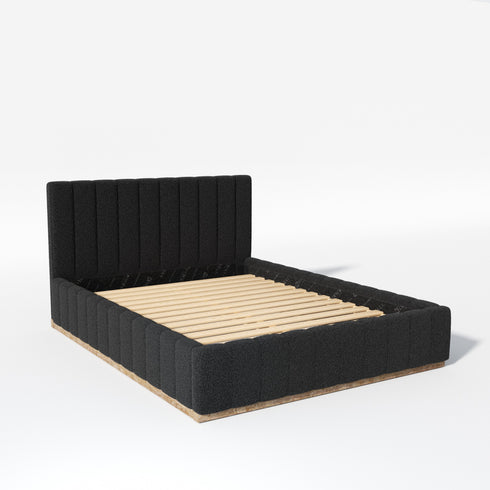 Agnes Bouclé Bed Frame with Headboard-White Modern Bed Frame | Platform Beds | Kinwell Furniture | Bedroom Bed Headboard