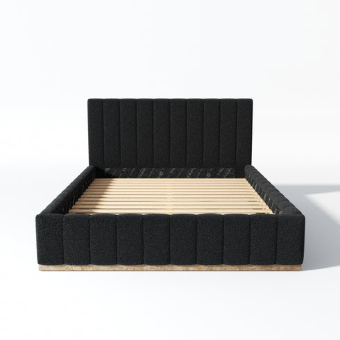 Agnes Bouclé Bed Frame with Headboard-White Modern Bed Frame | Platform Beds | Kinwell Furniture | Bedroom Bed Headboard