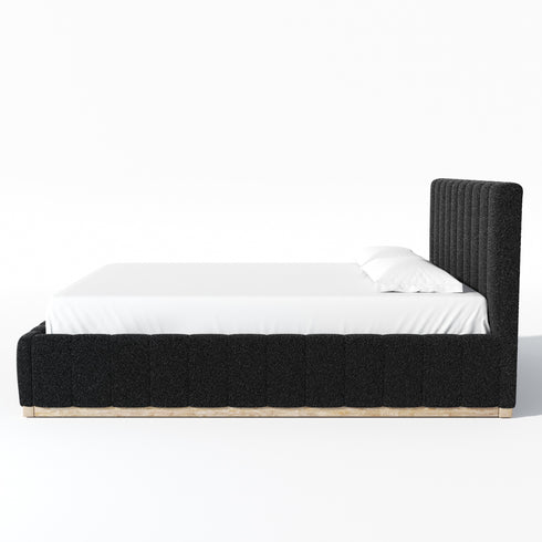 Agnes Bouclé Bed Frame with Headboard-White Modern Bed Frame | Platform Beds | Kinwell Furniture | Bedroom Bed Headboard