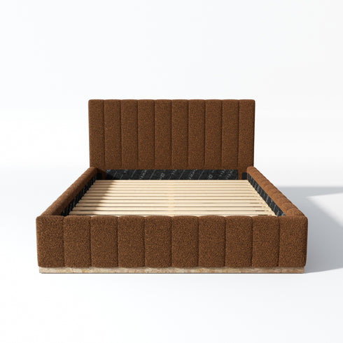 Agnes Bouclé Bed Frame with Headboard-White Modern Bed Frame | Platform Beds | Kinwell Furniture | Bedroom Bed Headboard