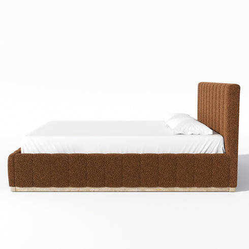 Agnes Bouclé Bed Frame with Headboard-White Modern Bed Frame | Platform Beds | Kinwell Furniture | Bedroom Bed Headboard