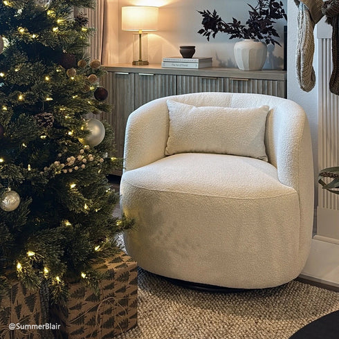 Ashlie Bouclé Swivel Barrel Chair