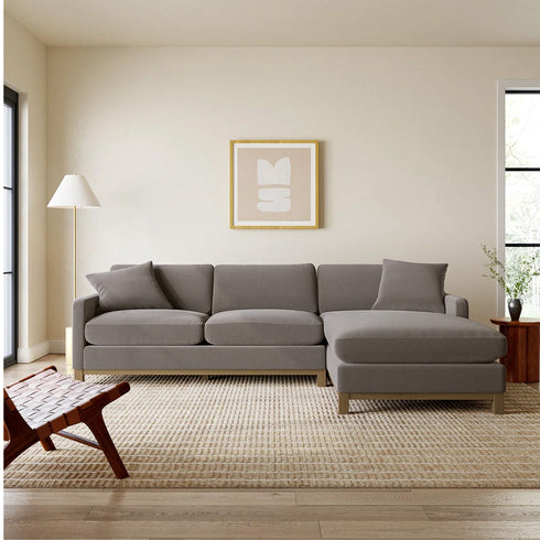 Goose Down Feathers Upholstered Sectional Sofa | Cloud Soft L-Shaped Sectional with Chaise | Down Filled Modern Sectional Couch | Comfortable Everyday Sectional Sofa | Modular L-Shape Sectional | Kinwell Furniture