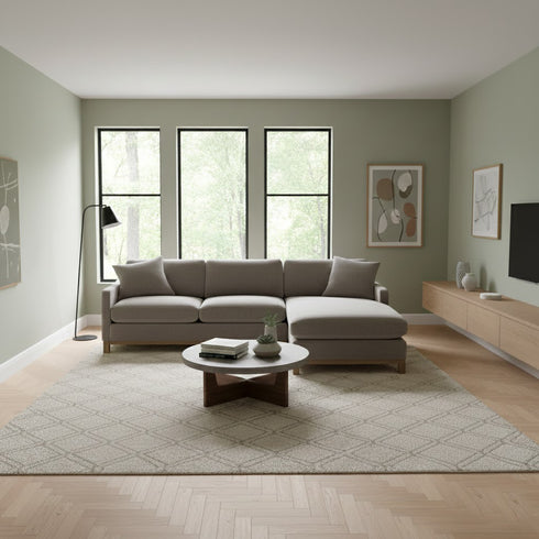 Goose Down Feathers Upholstered Sectional Sofa | Cloud Soft L-Shaped Sectional with Chaise | Down Filled Modern Sectional Couch | Comfortable Everyday Sectional Sofa | Modular L-Shape Sectional | Kinwell Furniture