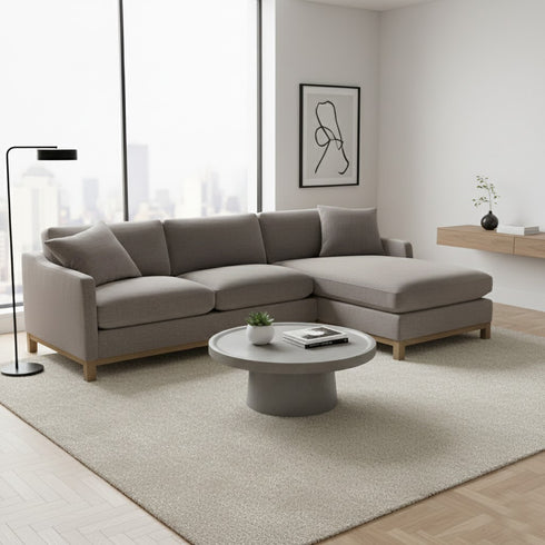 Goose Down Feathers Upholstered Sectional Sofa | Cloud Soft L-Shaped Sectional with Chaise | Down Filled Modern Sectional Couch | Comfortable Everyday Sectional Sofa | Modular L-Shape Sectional | Kinwell Furniture