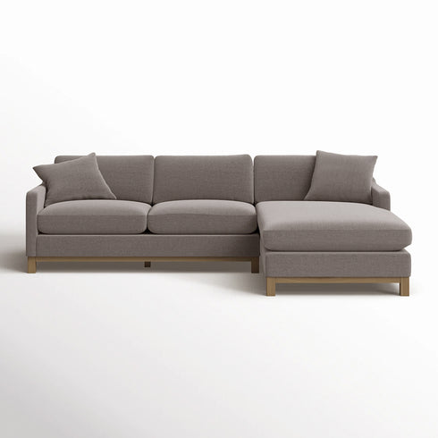 Goose Down Feathers Upholstered Sectional Sofa | Cloud Soft L-Shaped Sectional with Chaise | Down Filled Modern Sectional Couch | Comfortable Everyday Sectional Sofa | Modular L-Shape Sectional | Kinwell Furniture
