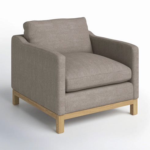 Goose Down Feathers Upholstered Armchair – Tan Square Arm Accent Chair | Plush Feather-Filled Chair | Kinwell Furniture | Cloud-Soft, Timeless Design