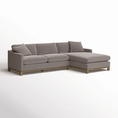 Goose Down Feathers Upholstered Sectional Sofa | Cloud Soft L-Shaped Sectional with Chaise | Down Filled Modern Sectional Couch | Comfortable Everyday Sectional Sofa | Modular L-Shape Sectional | Kinwell Furniture
