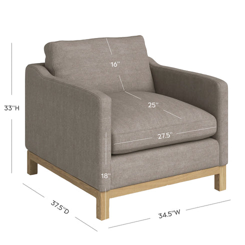 Goose Down Feathers Upholstered Armchair – Tan Square Arm Accent Chair | Plush Feather-Filled Chair | Kinwell Furniture | Cloud-Soft, Timeless Design
