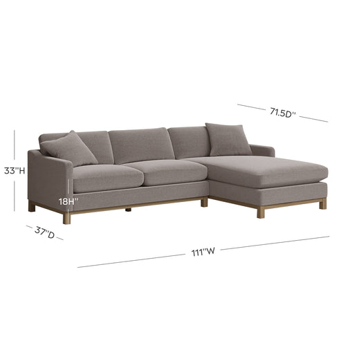 Goose Down Feathers Upholstered Sectional Sofa | Cloud Soft L-Shaped Sectional with Chaise | Down Filled Modern Sectional Couch | Comfortable Everyday Sectional Sofa | Modular L-Shape Sectional | Kinwell Furniture