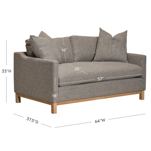 Goose Down Feathers Upholstered Loveseat – Tan Square Arm 2-Seater Sofa | Plush Feather-Filled Loveseat | Kinwell Furniture | Cloud-Soft, Timeless Design