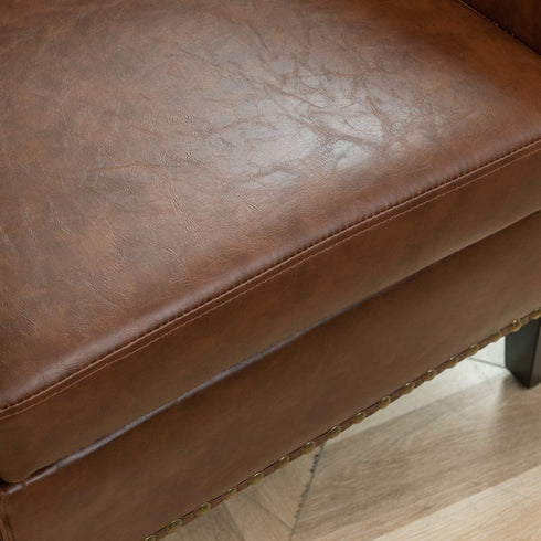 Logan Faux Leather Tufted Club Chair - Cozy Accent Chair | Decorative Side Chairs | Kinwell Furniture | Most Comfortable Accent Chairs