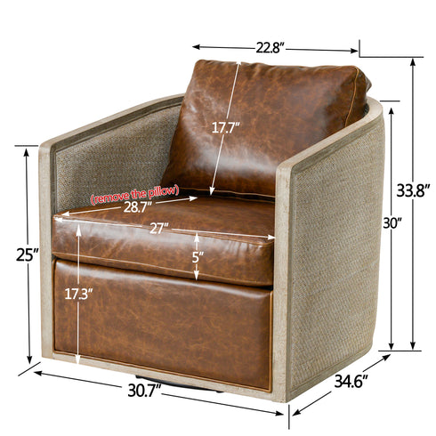 Claude Premium Leather Swivel Cane Chair - Swivel Accent Chair | Living Room Swivel Chairs | Kinwell Furniture | Best Swivel Chairs