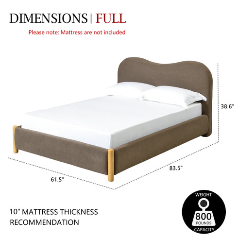 Dorothy Linen Platform Bed with Headboard – Teddy Brown Modern Upholstered Double Bed Frame | Platform Beds | Kinwell Furniture | Bedroom Bed Frame