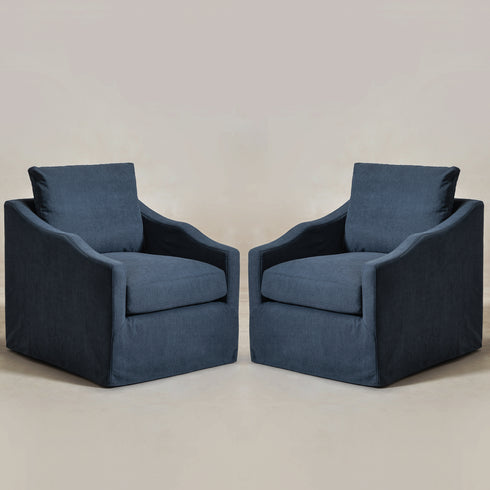 Charles Slipcover Swivel Barrel Chair – Navy Modern Swivel Chair | Slipcover Swivel Chairs | Kinwell Furniture | Swivel Armchairs