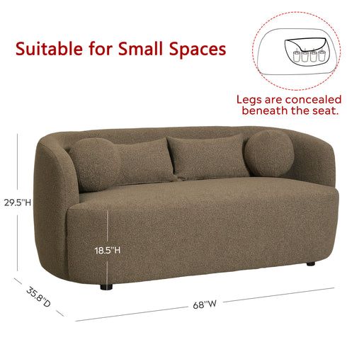 Ashlie Bouclé Loveseat |Teddy Brown Loveseat | Fabric Loveseat Couch | Kinwell Furniture | Modern Loveseats & Comfortable Loveseat Sofa Couches