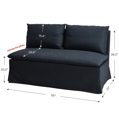 Nelly Performance Bench Banquette - Indigo Modern Banquette Bench | Dining Benches & Banquettes | Kinwell Furniture | Upholstered Banquette Bench