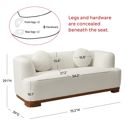 Otto Bouclé Loveseat in Beige – Modern Boucle 2 Seater Sofa | Small Apartment Sofa | Cozy Loveseat Couch | Kinwell Furniture