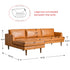 Samuel Tapered Arm Two-Piece Sectional – Leather Camel Chaise Sectional Sofa | 3-Seater Couch | Kinwell Furniture | Mid-Century Modern Design