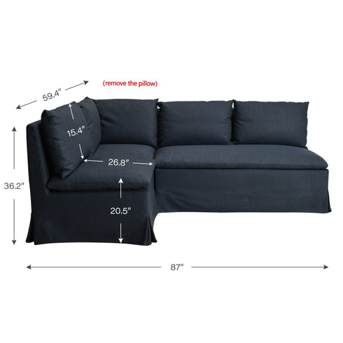 Nelly Performance L-Shape Banquette - Indigo Modern L-Shape Banquette | L-Shape Banquette Seating | Kinwell Furniture | Modular Dining Banquette Set