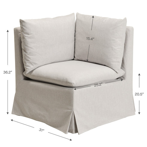 Nelly Performance Corner Banquette Chair - Light Gray Modern Corner Banquette Chair | Corner Banquette Seating | Kinwell Furniture | Modular Dining Banquette