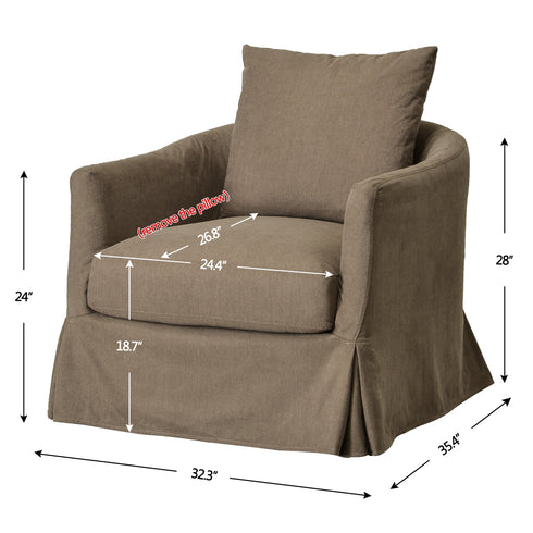 Eliza Slipcover Swivel Barrel Chair – Brown Swivel Armchair | Washable Slipcover Chair | Kinwell Furniture | Cozy Lounge Chair