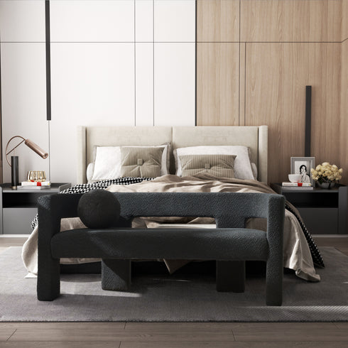 Herbert Modern Bench with Toss Pillow - Couch Bench | Bench Style Sofa | Kinwell Furniture | Comfortable Sofa Benches