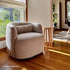 Ashlie Bouclé Swivel Barrel Chair - Taupe Modern Swivel Chair | Swivel Accent Chairs | Kinwell Furniture | Swivel Armchairs
