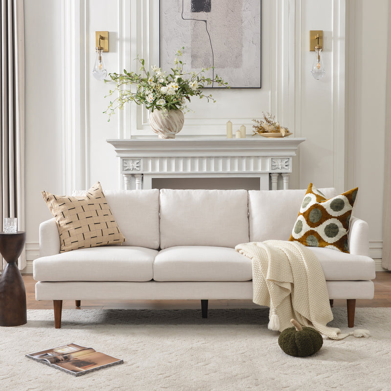 Ivory Upholstered Sofa – Albert Sofa Couch | 3-Seater Sofa | Kinwell Furniture | Mid-Century Modern, Timeless Design