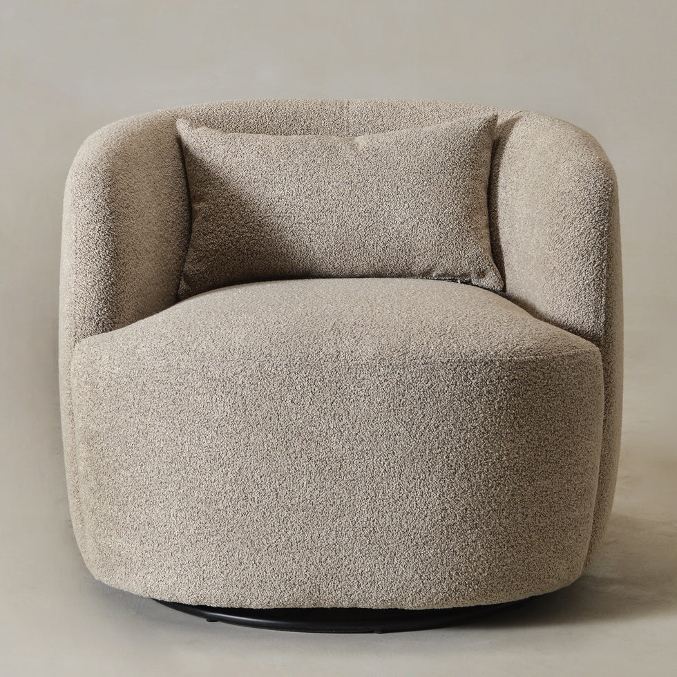Ashlie Bouclé Swivel Barrel Chair | Modern Swivel Chairs – Kinwell ...