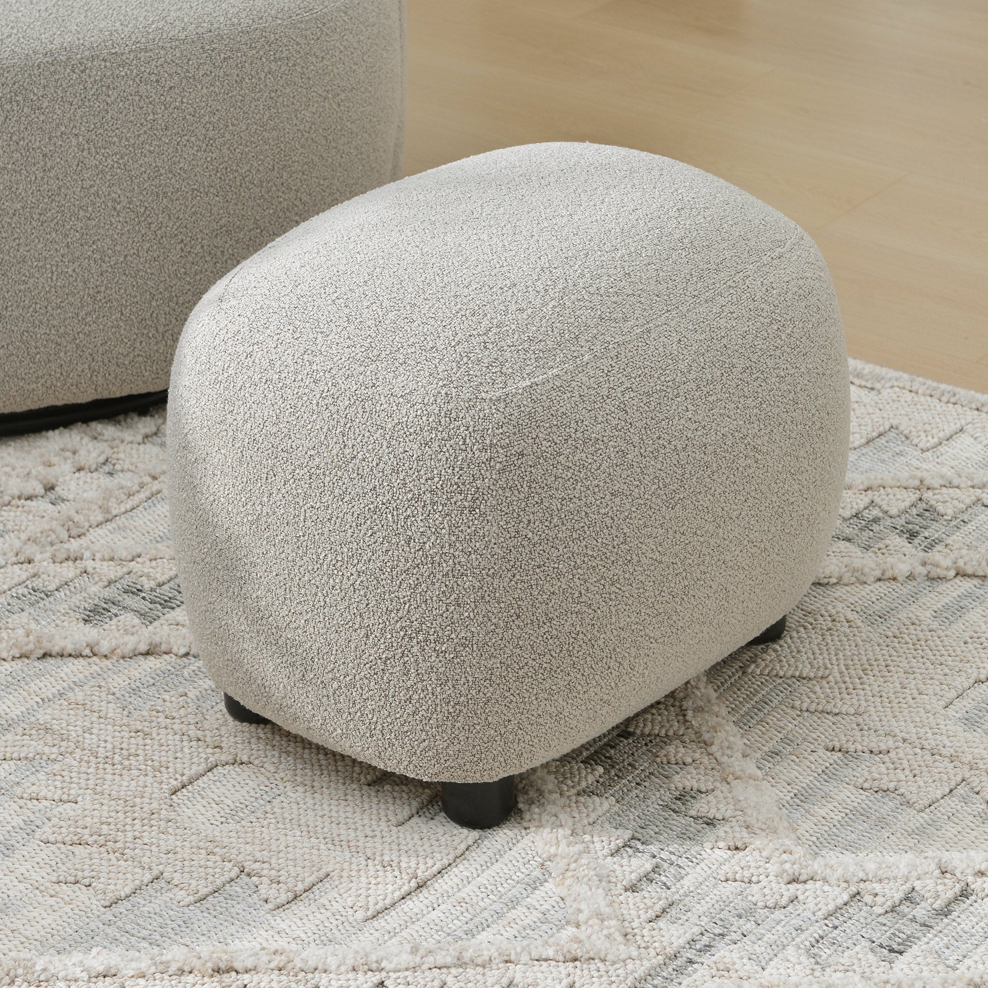 Elmer Bouclé Ottoman | Cozy Modern Ottomans – Kinwell Furniture